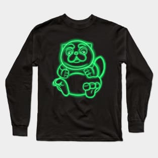 Neon Cute Fat Cat Long Sleeve T-Shirt